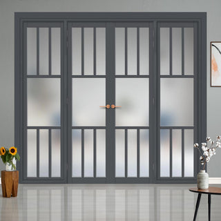 Image: Urban Ultimate® Room Divider Tasmania 7 Pane Door Pair DD6425F - Frosted Glass with Full Glass Sides - Colour & Size Options