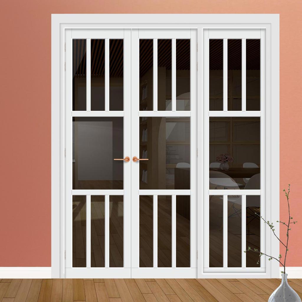 Urban Ultimate® Room Divider Tasmania 7 Pane Door Pair DD6425T - Tinted Glass with Full Glass Side - Colour & Size Options