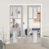 Handmade Eco-Urban® Tasmania 7 Pane Double Evokit Pocket Door DD6425G Clear Glass(2 FROSTED PANE) - Colour & Size Options