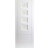 Thistle Lightly Grained Internal PVC Door Pair - Alexandra Style Sandblasted Glass