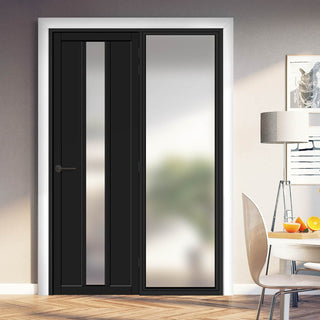 Image: Room Divider - Handmade Eco-Urban® Cornwall Door DD6404F - Frosted Glass - Premium Primed - Colour & Size Options