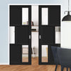 Handmade Eco-Urban® Tokyo 3 Pane 3 Panel Double Evokit Pocket Door DD6423G Clear Glass - Colour & Size Options