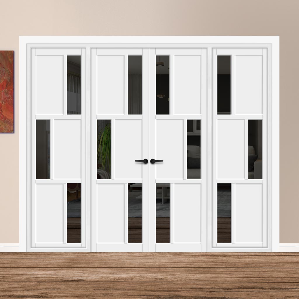 Urban Ultimate® Room Divider Tokyo 3 Pane 3 Panel Door Pair DD6423T - Tinted Glass with Matching Sides - Colour & Size Options