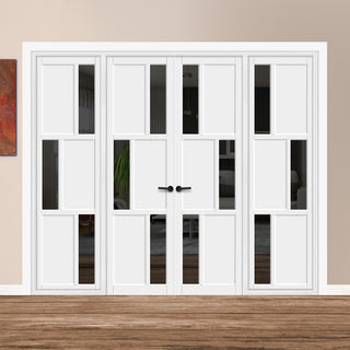 Image: Urban Ultimate® Room Divider Tokyo 3 Pane 3 Panel Door Pair DD6423T - Tinted Glass with Matching Sides - Colour & Size Options