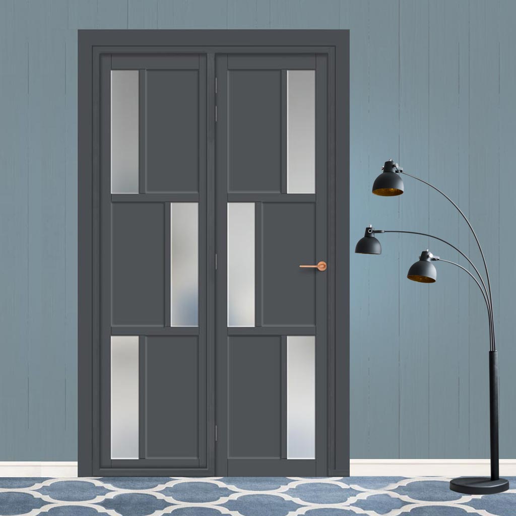 Urban Ultimate® Room Divider Tokyo 3 Pane 3 Panel Door DD6423F - Frosted Glass with Matching Side - Colour & Size Options