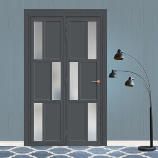 Image: Urban Ultimate® Room Divider Tokyo 3 Pane 3 Panel Door DD6423F - Frosted Glass with Matching Side - Colour & Size Options