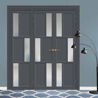 Image: Urban Ultimate® Room Divider Tokyo 3 Pane 3 Panel Door Pair DD6423F - Frosted Glass with Matching Side - Colour & Size Options