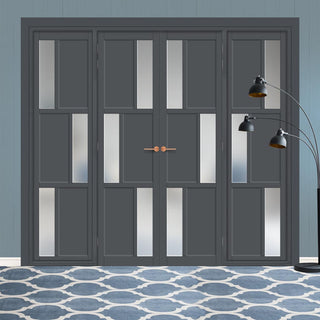 Image: Urban Ultimate® Room Divider Tokyo 3 Pane 3 Panel Door Pair DD6423F - Frosted Glass with Matching Sides - Colour & Size Options