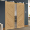 Sirius Tubular Stainless Steel Sliding Track & Torino Oak Double Door - Prefinished