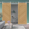 Saturn Tubular Stainless Steel Sliding Track & Torino Oak Double Door - Prefinished