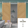 Saturn Tubular Stainless Steel Sliding Track & Torino Oak Double Door - Prefinished