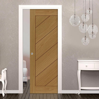 Image: Torino Oak Single Evokit Pocket Door - Prefinished
