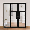 BlackRoom Divider - Tribeca 3 Pane Clear Glass Prefinished Door Pair with Full Glass Side