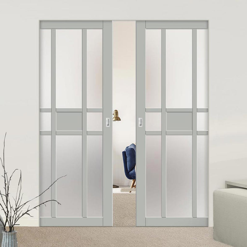 Handmade Eco-Urban® Tromso 8 Pane 1 Panel Double Absolute Evokit Pocket Door DD6402SG Frosted Glass - Colour & Size Options