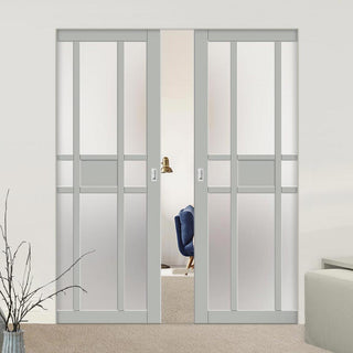 Image: Handmade Eco-Urban® Tromso 8 Pane 1 Panel Double Absolute Evokit Pocket Door DD6402SG Frosted Glass - Colour & Size Options