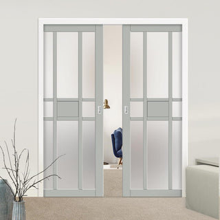 Image: Handmade Eco-Urban® Tromso 8 Pane 1 Panel Double Evokit Pocket Door DD6402SG Frosted Glass - Colour & Size Options