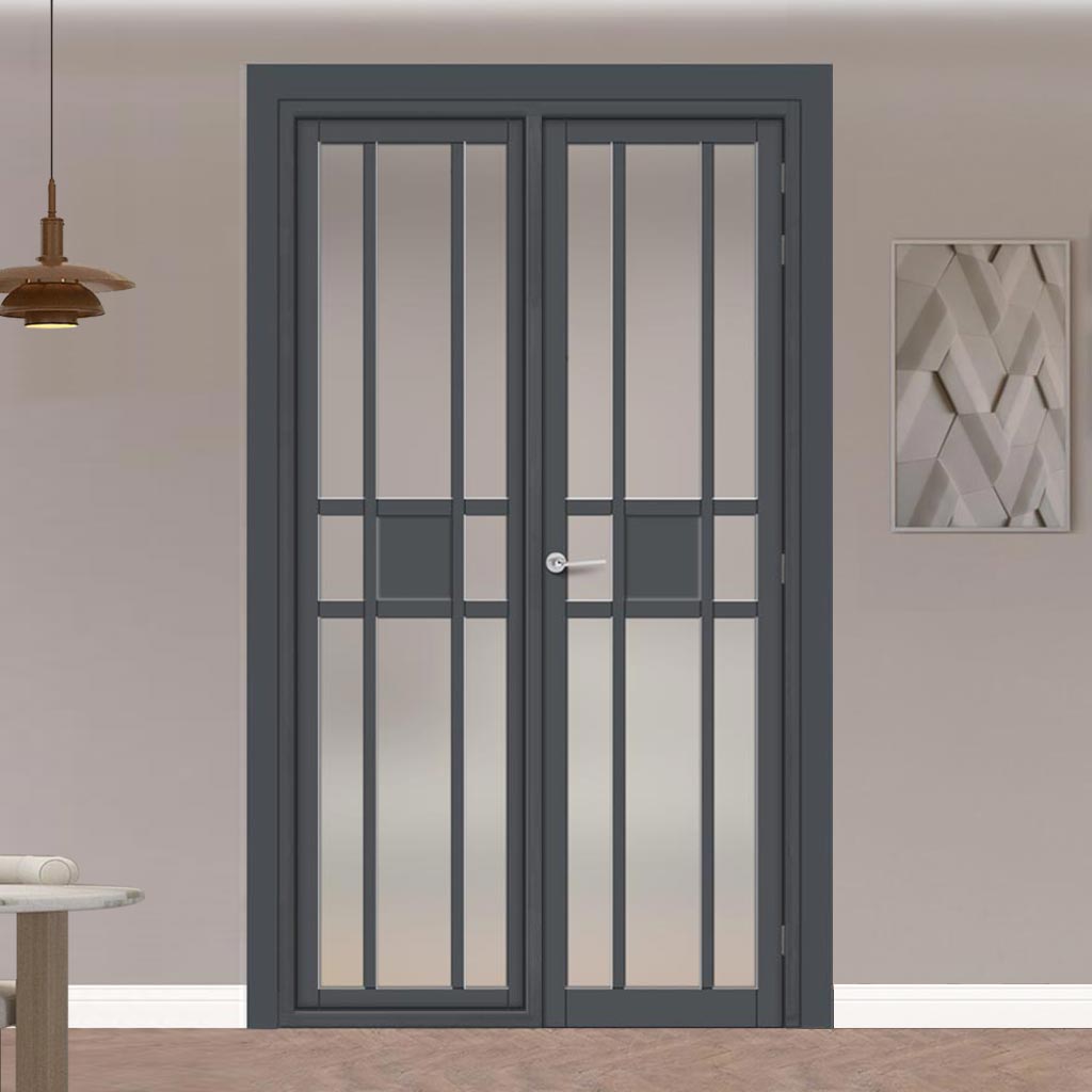 Urban Ultimate® Room Divider Tromso 8 Pane 1 Panel Door DD6402F - Frosted Glass with Full Glass Side - Colour & Size Options