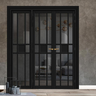 Image: Urban Ultimate® Room Divider Tromso 8 Pane 1 Panel Door Pair DD6402T - Tinted Glass with Matching Side - Colour & Size Options