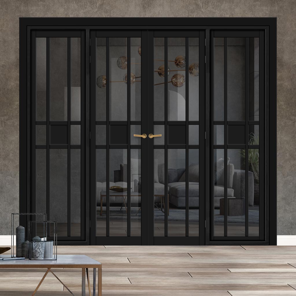 Urban Ultimate® Room Divider Tromso 8 Pane 1 Panel Door Pair DD6402T - Tinted Glass with Matching Sides - Colour & Size Options