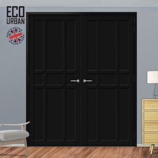 Image: Tromso 9 Panel Solid Wood Internal Door Pair UK Made DD6402 - Eco-Urban® Shadow Black Premium Primed