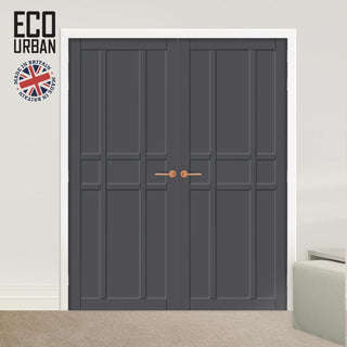Image: Tromso 9 Panel Solid Wood Internal Door Pair UK Made DD6402 - Eco-Urban® Stormy Grey Premium Primed