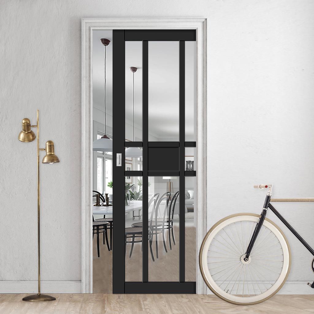 Bespoke Handmade Eco-Urban® Tromso 8 Pane 1 Panel Single Evokit Pocket Door DD6402G Clear Glass - Colour Options