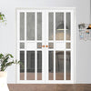 Eco-Urban Tromso 8 Pane 1 Panel Solid Wood Internal Door Pair UK Made DD6402G Clear Glass - Eco-Urban® Cloud White Premium Primed