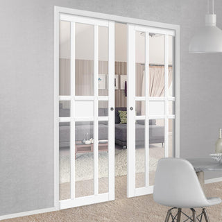 Image: Handmade Eco-Urban® Tromso 8 Pane 1 Panel Double Evokit Pocket Door DD6402G Clear Glass - Colour & Size Options