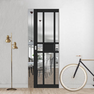 Image: Handmade Eco-Urban® Tromso 8 Pane 1 Panel Single Absolute Evokit Pocket Door DD6402G Clear Glass - Colour & Size Options