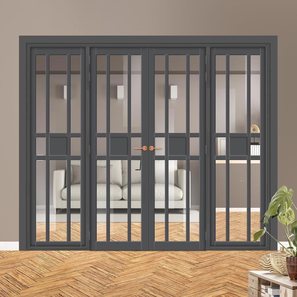 Urban Ultimate® Room Divider Tromso 8 Pane 1 Panel Door Pair DD6402C with Matching Sides - Clear Glass - Colour & Height Options
