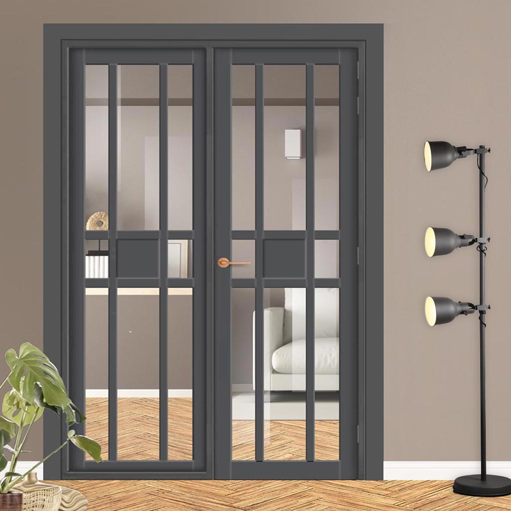 Urban Ultimate® Room Divider Tromso 8 Pane 1 Panel Door DD6402C with Matching Side - Clear Glass - Colour & Height Options