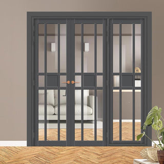 Image: Urban Ultimate® Room Divider Tromso 8 Pane 1 Panel Door Pair DD6402C with Matching Side - Clear Glass - Colour & Height Options