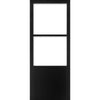Top Mounted Black Sliding Track & Solid Wood Door - Eco-Urban® Berkley 2 Pane 1 Panel Solid Wood Door DD6309G - Clear Glass - Shadow Black Premium Primed