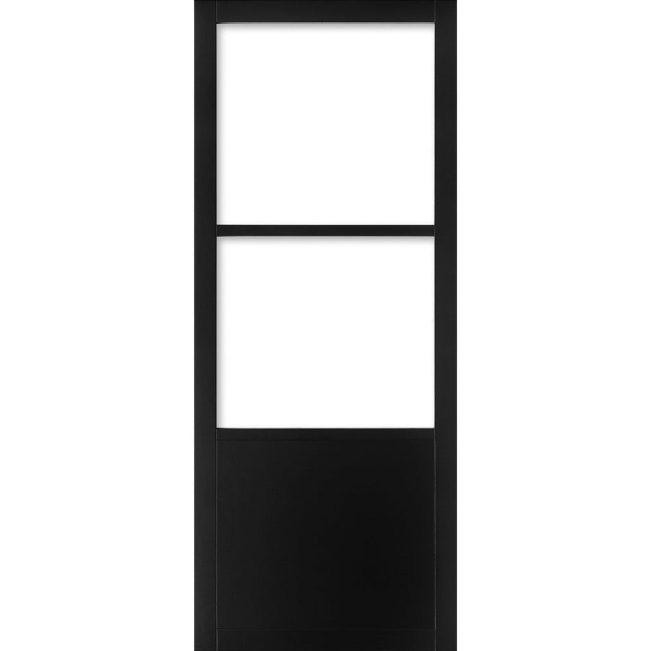 Berkley 2 Pane 1 Panel Solid Wood Internal Door UK Made DD6309G - Clear Glass - Eco-Urban® Shadow Black Premium Primed