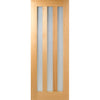 Sirius Tubular Stainless Steel Sliding Track & Utah 3 Pane Oak Double Door - Frosted Glass - Prefinished
