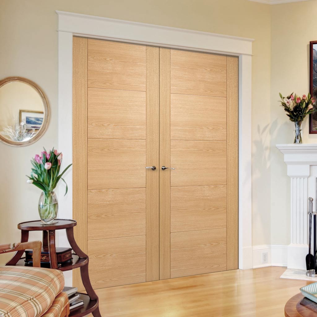 Vancouver Oak Flush Internal Door Pair - 60 Minute Fire Rated