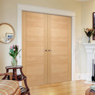 Image: Vancouver Oak Flush Internal Door Pair - 60 Minute Fire Rated