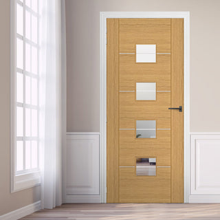 Image: Valencia Oak Internal Door - Clear Glass - Prefinished