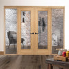 ThruEasi Oak Room Divider - Vancouver 1 Pane Clear Glass Prefinished Door Pair with Full Glass Sides