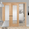 ThruEasi Oak Room Divider - Vancouver 1 Pane Clear Glass Prefinished Door Pair with Full Glass Side