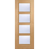 ThruEasi Oak Room Divider - Vancouver 4 Pane Clear Glass Prefinished Door Pair with Full Glass Side