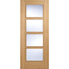 Sirius Tubular Stainless Steel Sliding Track & Vancouver 4 Pane Oak Door - Clear Glazed Offset - Prefinished