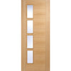 Saturn Tubular Stainless Steel Sliding Track & Vancouver 4 Pane Oak Double Door - Clear Glazed Offset - Prefinished