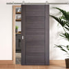 Sirius Tubular Stainless Steel Sliding Track & Vancouver Flush Ash Grey Door - Prefinished