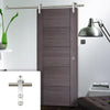 Saturn Tubular Stainless Steel Sliding Track & Vancouver Flush Ash Grey Door - Prefinished