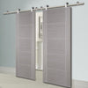 Sirius Tubular Stainless Steel Sliding Track & Vancouver Light Grey Double Door - Prefinished
