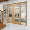 ThruEasi Oak Room Divider - Vancouver 4 Pane Clear Glass Prefinished Door Pair with Full Glass Sides