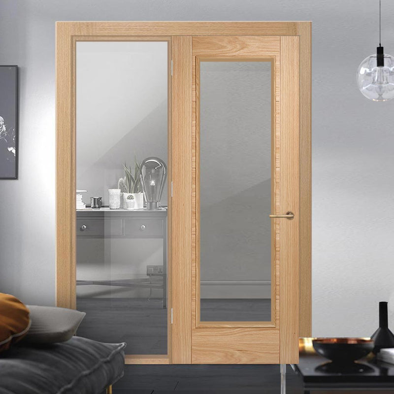 OakRoom Divider - Vancouver 1 Pane Clear Glass Prefinished Door with Full Glass Side