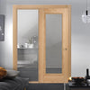 ThruEasi Oak Room Divider - Vancouver 1 Pane Clear Glass Prefinished Door with Full Glass Side