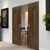 Axis Shaker Walnut Absolute Evokit Double Pocket Doors Panelled- Prefinished